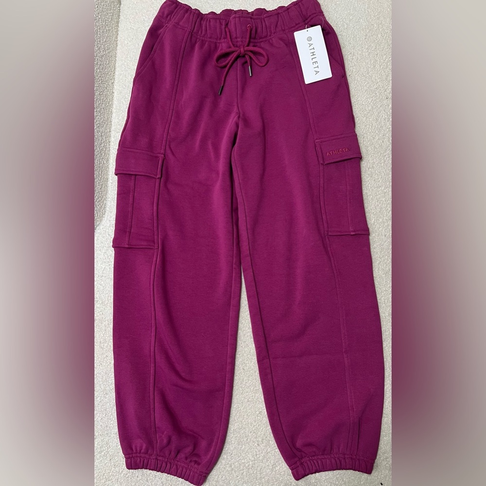 NWT Athleta Terry Mid Rise Cargo Jogger